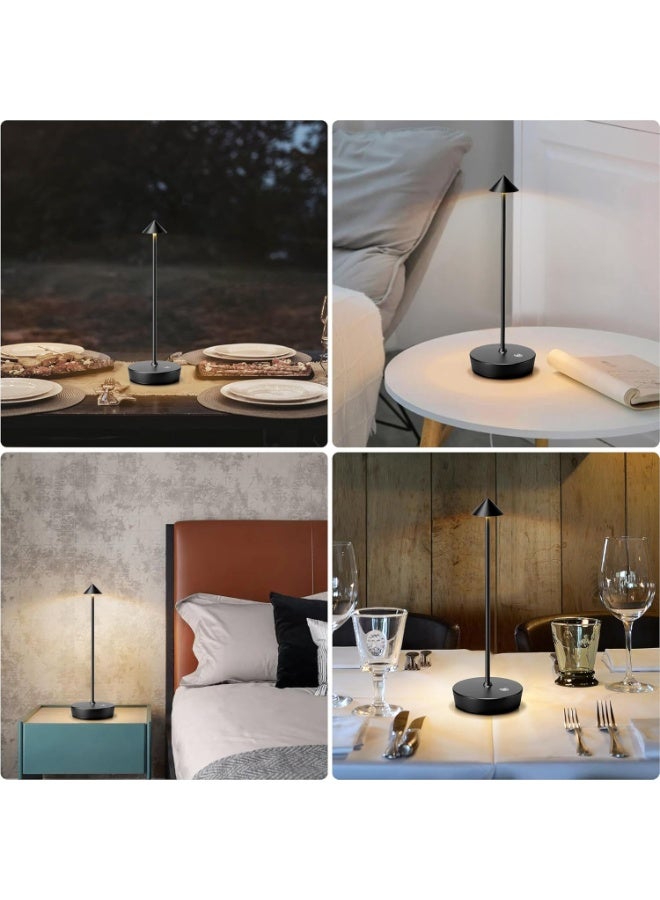Cordless Table Lamp Battery Operated Desk Lights 6000mAh Rechargeable Aluminum Metal Night Light 3 Color & Stepless Dimming Lamps Portable LED Lamps for Nightstand Bedroom Outdoor - Image 2